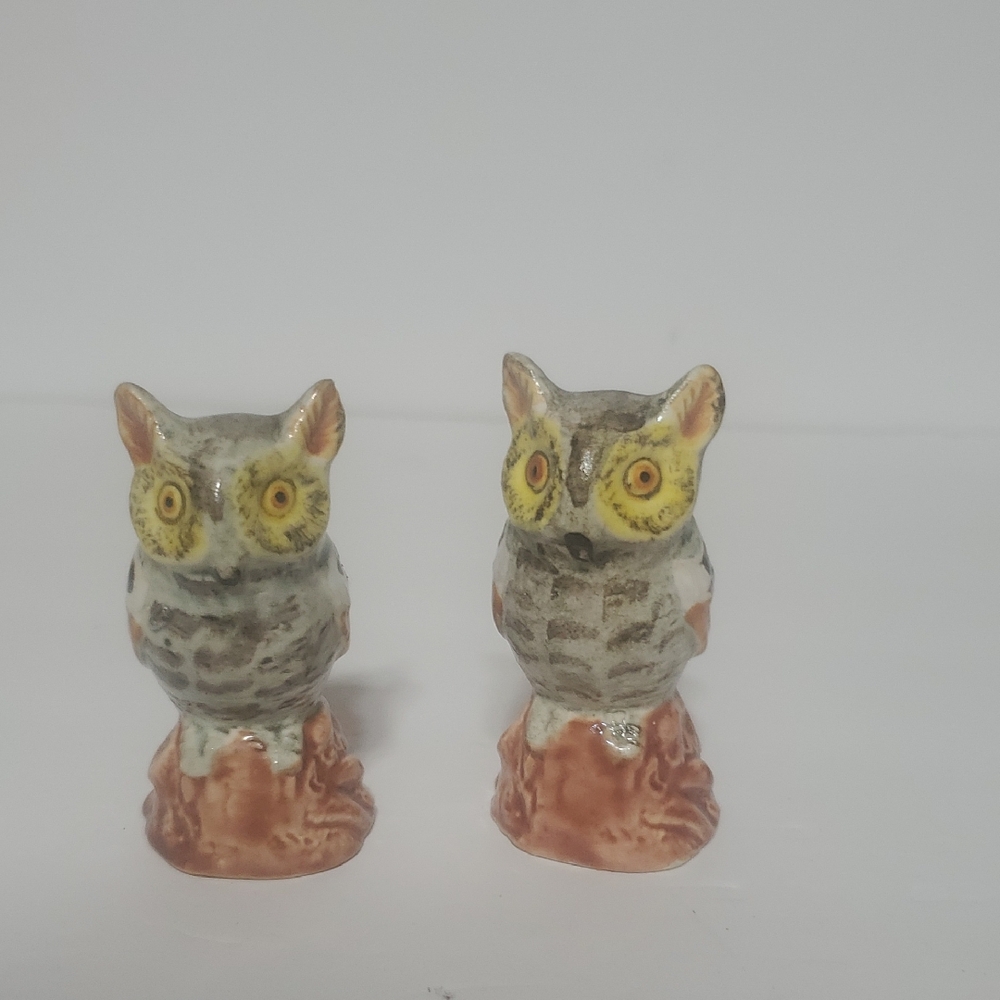 Vtg Ceramic Owl Salt And Pepper Shakers